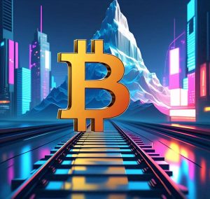 Bitcoin racing toward its goal of a new all-time high, crossing over liquidation levels symbolized by the rail track